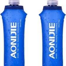 AONIJIE 2 Pack Soft Water Bottle, TPU Collapsible Flask Foldable Bottles for Hydration Pack, BPA-Free, for Running Hiking Cycling Climbing (2 Pcs - 500ml)