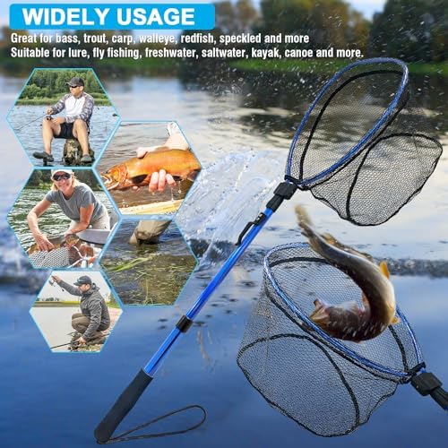 LBW Collapsible Fishing Net with Handle, Folding Kayak Net for Freshwater or Saltwater, Trout Catfish Bass Compact Rubber Landing Net - Image 7
