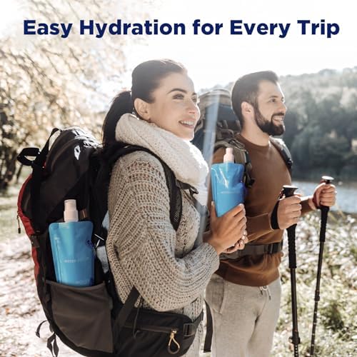 Membrane Solutions Collapsible 23oz Water Bottle with Filter Straw, Reusable Pouch and Carabiner, Foldable Water Container for Hiking, Camping, Travel, Emergency - Image 6