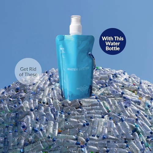 Membrane Solutions Collapsible 23oz Water Bottle with Filter Straw, Reusable Pouch and Carabiner, Foldable Water Container for Hiking, Camping, Travel, Emergency - Image 7
