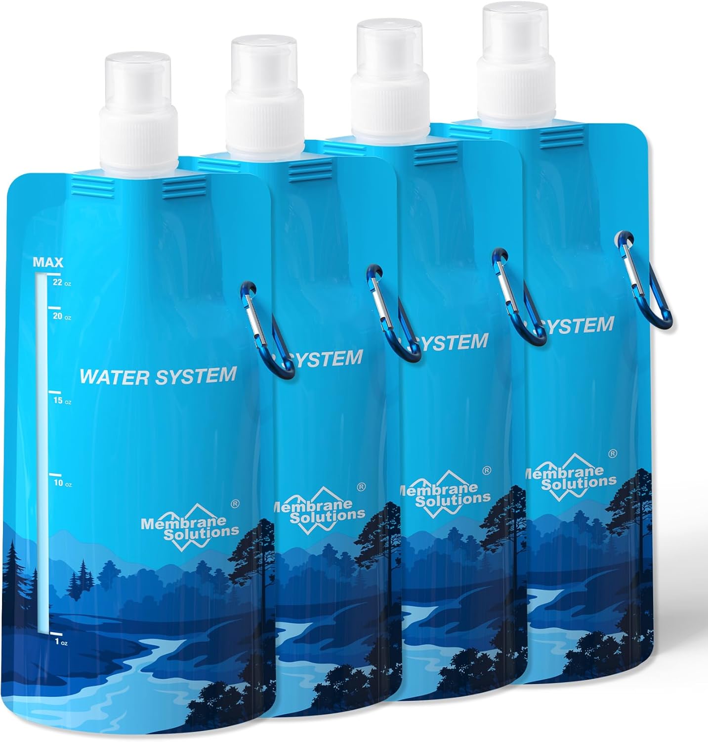 Membrane Solutions Collapsible 23oz Water Bottle with Filter Straw, Reusable Pouch and Carabiner, Foldable Water Container for Hiking, Camping, Travel, Emergency - Image 9