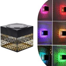 Retro Solar Table Lanterns Outdoor Waterproof, Solar Projection Desk Lamp for Courtyard Metal Tabletop Light Desktop Decorative Lamp-Atmosphere Landscape Garden Lights(Colorful)