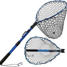 Telescoping Rubber Fishing Net with Handle 64"/46“ Long Silicone Large Fish Landing Net Kayak/Fishpond/Saltwater Extendable Fishing Gear Accessories