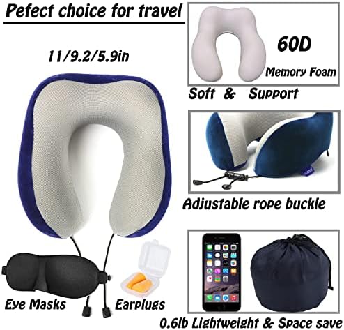 Travel Pillow,Travel Neck Pillows for Sleeping,100% Pure Memory Foam Soft Comfort & Support Pillow for Airplane/Car/Office&Home Rest Use-Blue - Image 3