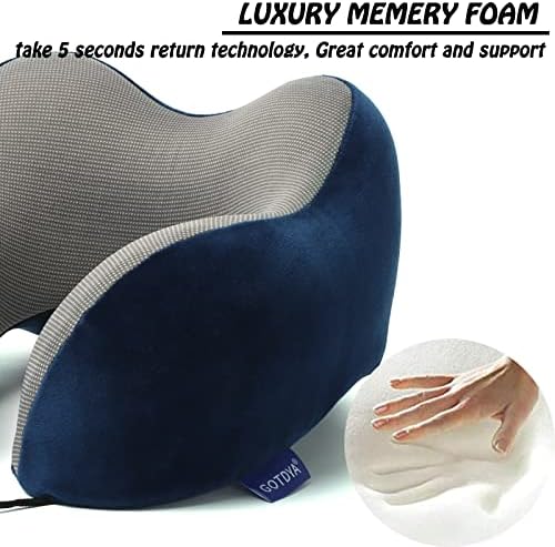 Travel Pillow,Travel Neck Pillows for Sleeping,100% Pure Memory Foam Soft Comfort & Support Pillow for Airplane/Car/Office&Home Rest Use-Blue - Image 4