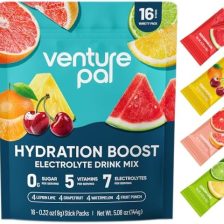 Venture Pal Sugar Free Electrolyte Powder Packets - Liquid Daily IV Hydration Packets for Rapid Rehydration | 7 Electrolytes & 5 Vitamins | Keto Friendly | Non-GMO | Vegan | Fast Dissolve | 16 Sticks