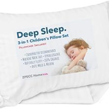 ZPECC Toddler Pillow with Pillowcase - 13x18 Organic Cotton Hypoallergenic Kids Pillow, Baby Essentials for Travel Crib Daycare Stroller (Intended for Age 2 and up) White Stripe